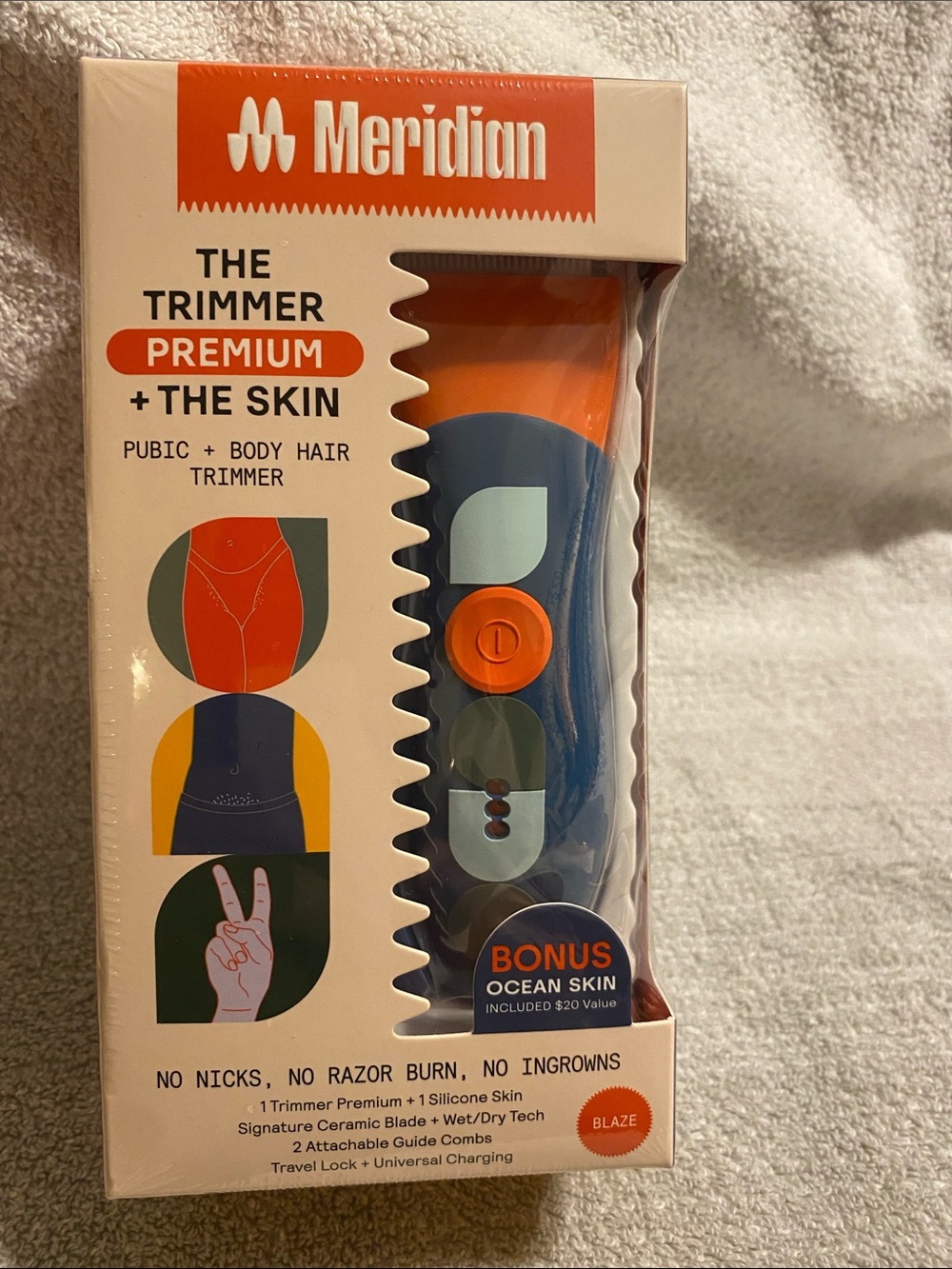 Meridian Premium Pubic & Body Trimmer — Blue and Orange